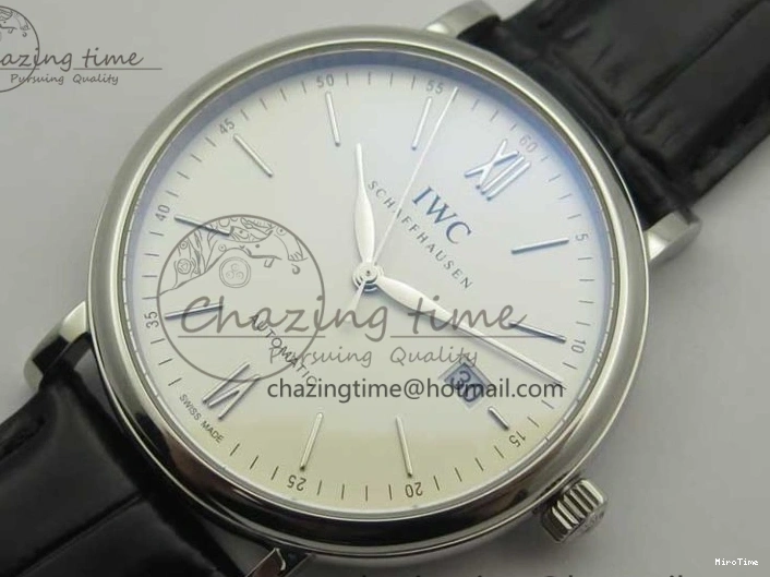 MIROTIME 0520 Portofino Automatic SS MKF 1:1 Best Edition White Dial On Black Leather Strap MIYOTA 9015 V Original 7204